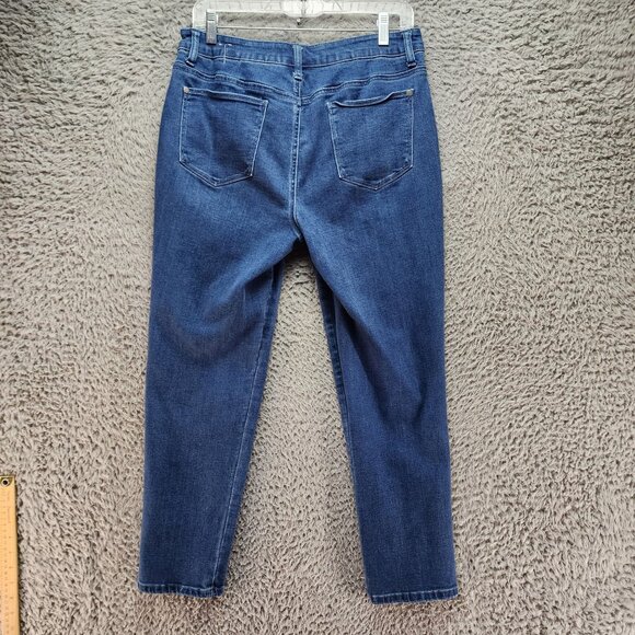 Chicos Jeans Womens 1 US 8 Blue Girlfriend Slim Leg Ankle Stretch Patchwork - Picture 10 of 14